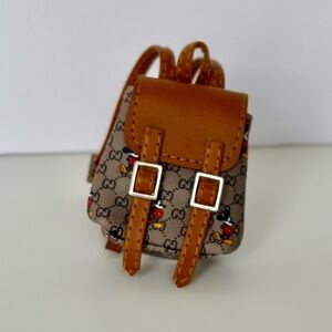 New Tan Mini Backpack for Labubu with Mickey Mouse Design